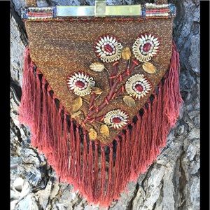 Vintage Mary Frances Beaded Embellished Fringe Bag